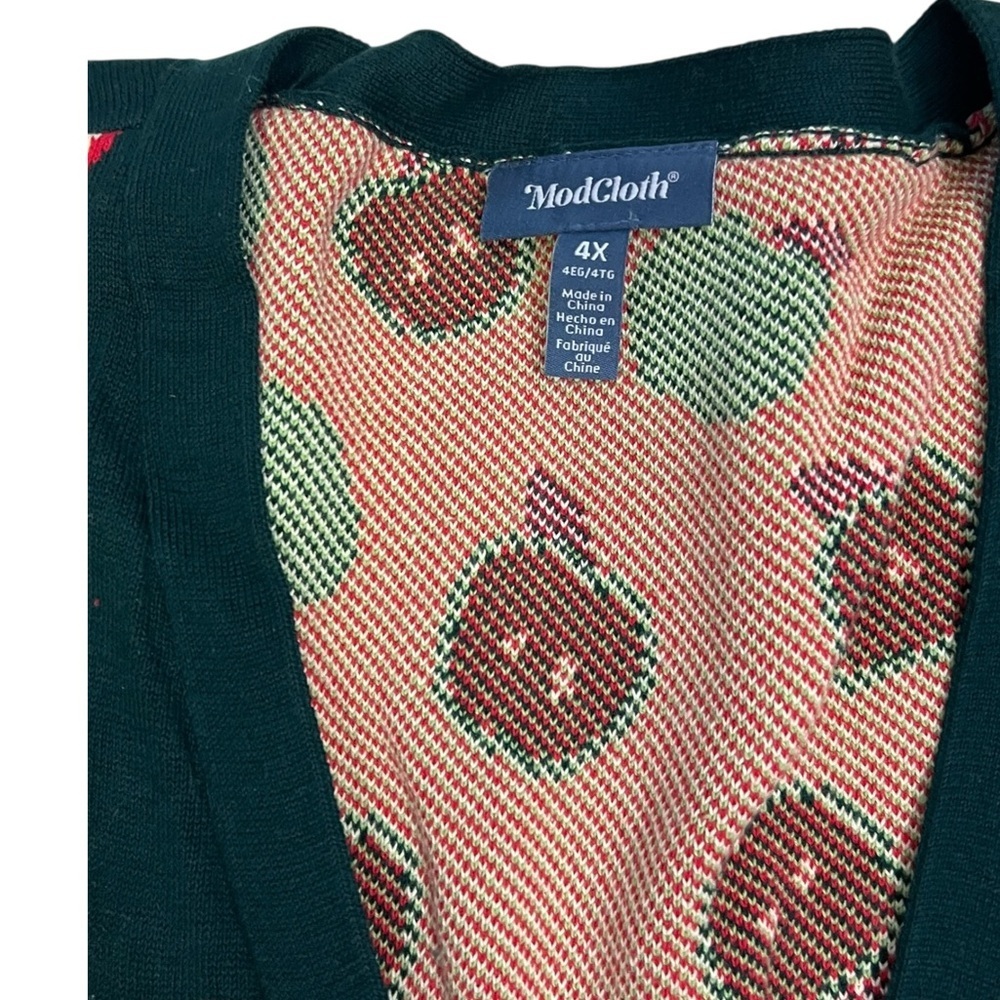 ModCloth Apple-ly Ever After Cotton V Neck Cardigan Womens 4X Apple Orchard NWT - Picture 8 of 8